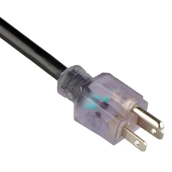 AC Power Cord NEMA 5-15 Transparent Indicated Lighting Plug, Custom Long, Color Power Cable, UL Listed