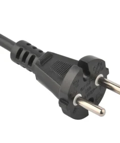 standard European power cord with a 2-prong "Schuko plug" (CEE 7/17) and certifications from multiple safety organizations.