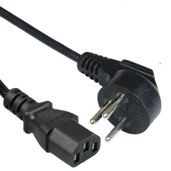 Israel Power Cord 2 Pole 3 Wire Grounding Type H Right Angled Plug to IEC 60320 C13 SI Approved
