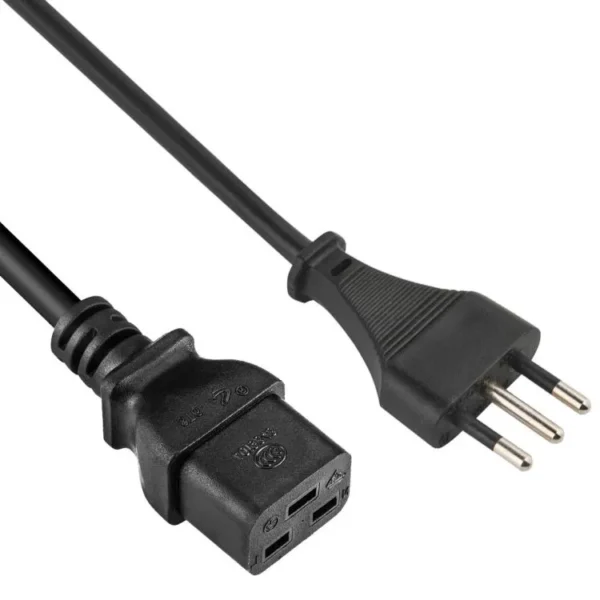 Italy Power Cord 3 Wire CEI 23-50 Standard Type L Plug to IEC 60320 C19 connector IMQ Approved