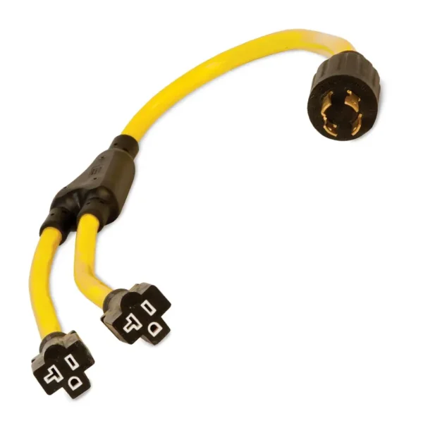 Extension Cord Y-adapter NEMA L14-30P Plug To 2x NEMA 5-15/20R T-Blade Outlets UL listed
