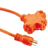 Outdoor Extension Cord Heavy Duty Triple Outlet NEMA 5-15P to 3x NEMA 5-15R UL Listed