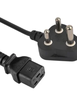 South Africa Power Cord - SANS 164-1 Plug to IEC 60320 C19 Connector, SABS & VDE Approved