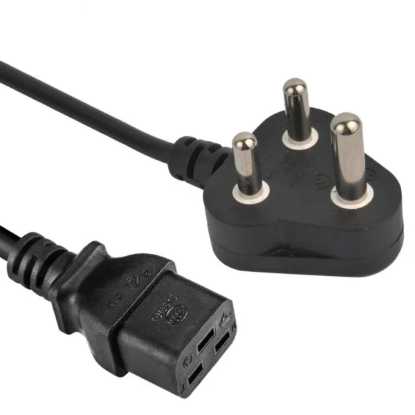 South Africa Power Cord - SANS 164-1 Plug to IEC 60320 C19 Connector, SABS & VDE Approved