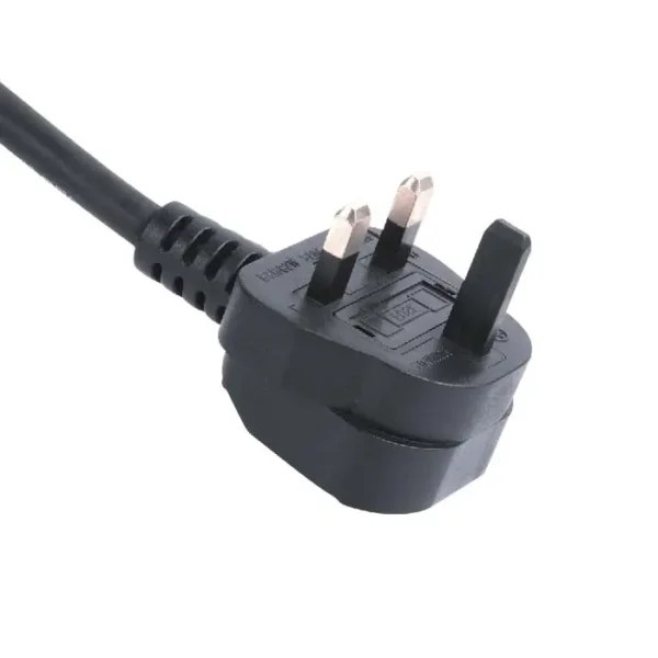 UK 3A 2 Conductor with Plastic Ground Plug Pin Power Cord
